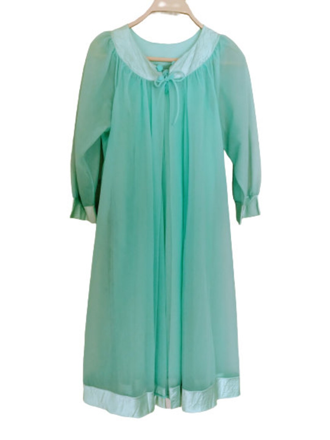 Vintage French Maid, Canada, Women's Aqua Sheer Nightgown & Robe ...