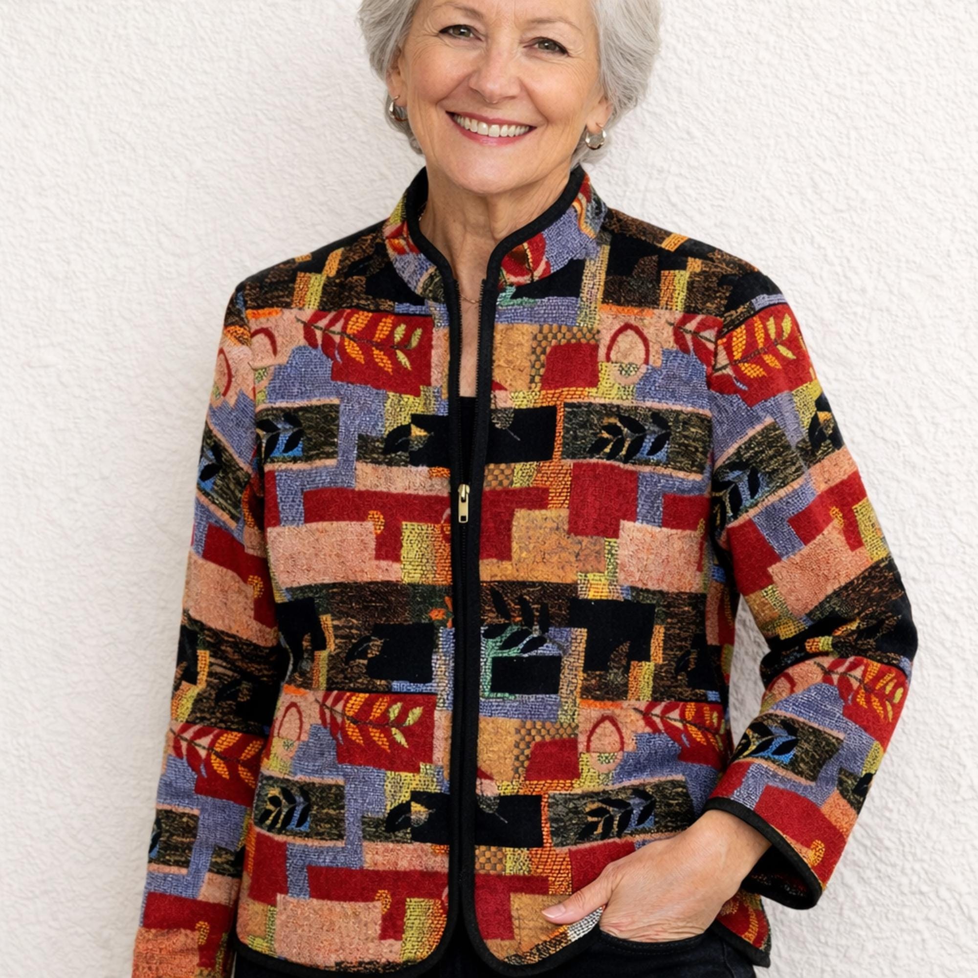 Vintage Textured Chenille Patchwork Tapestry Jacket Tradition