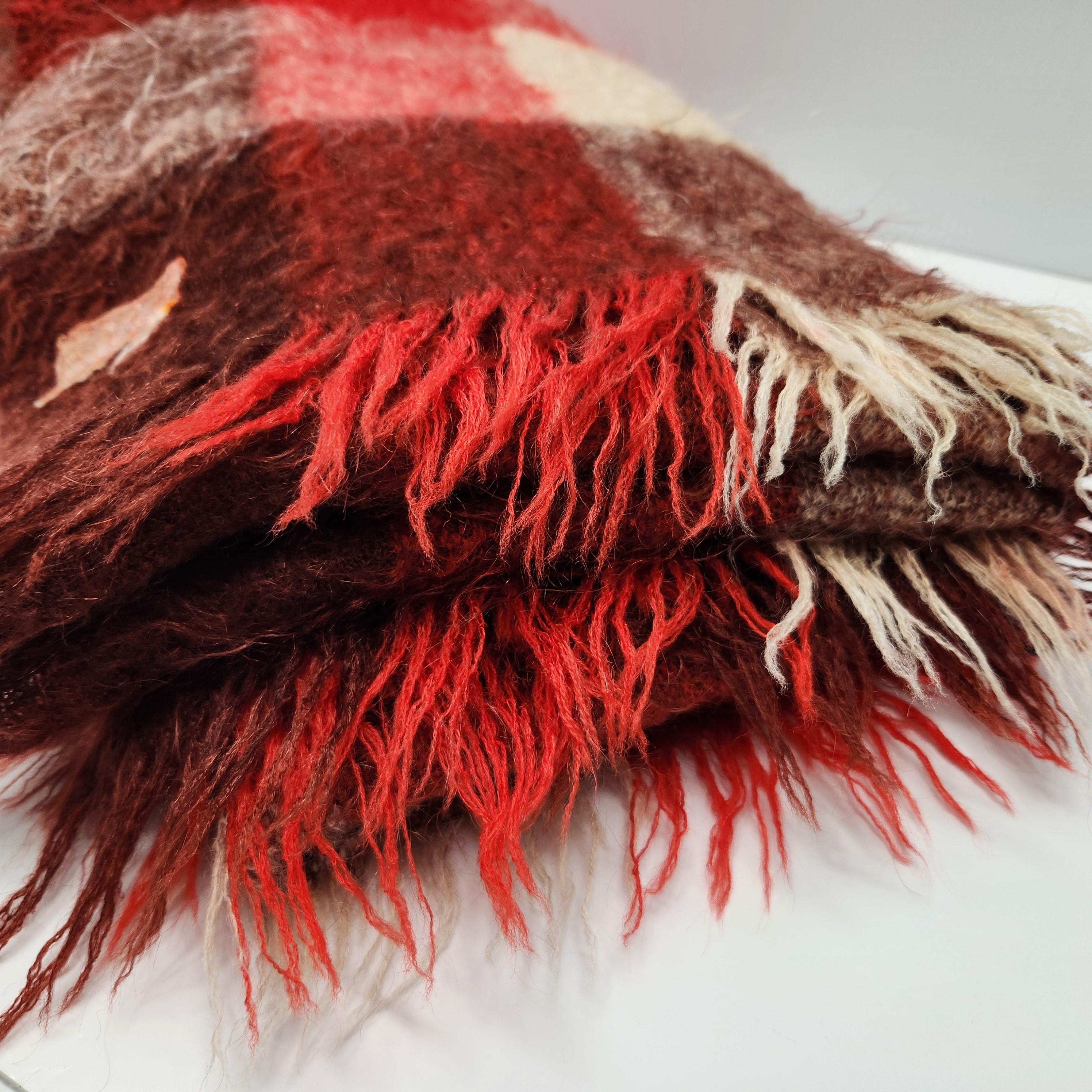 Glen Cree Mills Scotland Mohair Wool Throw Blanket in Red