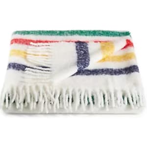 Hudson Bay Blanket, Multi-stripe Fuzzy All Season Throw, Original HBC stripes Blanket, HBC Stripes Canada, Wool Blend  New, Gift