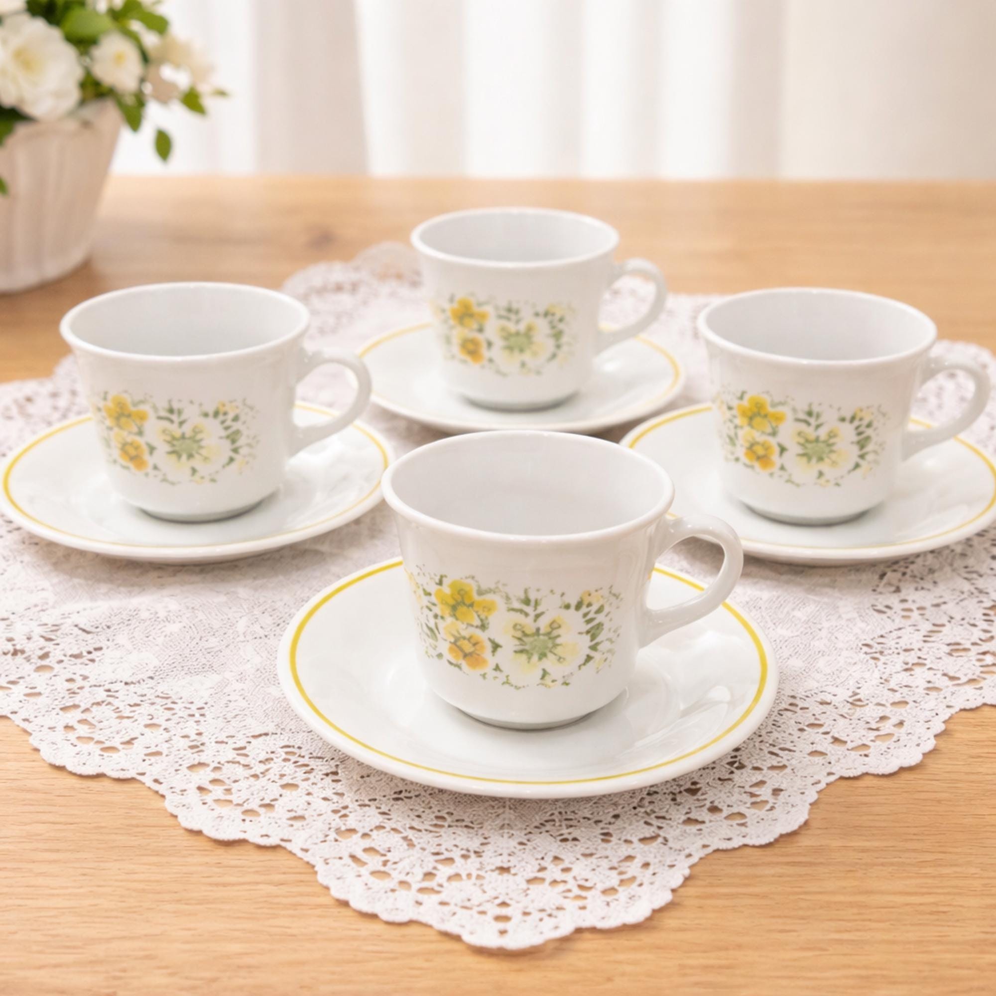 radiall レーヨン　50s 60s 70s calee crimie Vintage Corning Ware Corelle APRIL Pattern Coffee Cup and Saucer