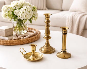 Brass Candle Holder Wedding Centerpiece Table Decoration Vintage Style Candlestick Collection Display Mantel Accent Home Decor Boho Altar