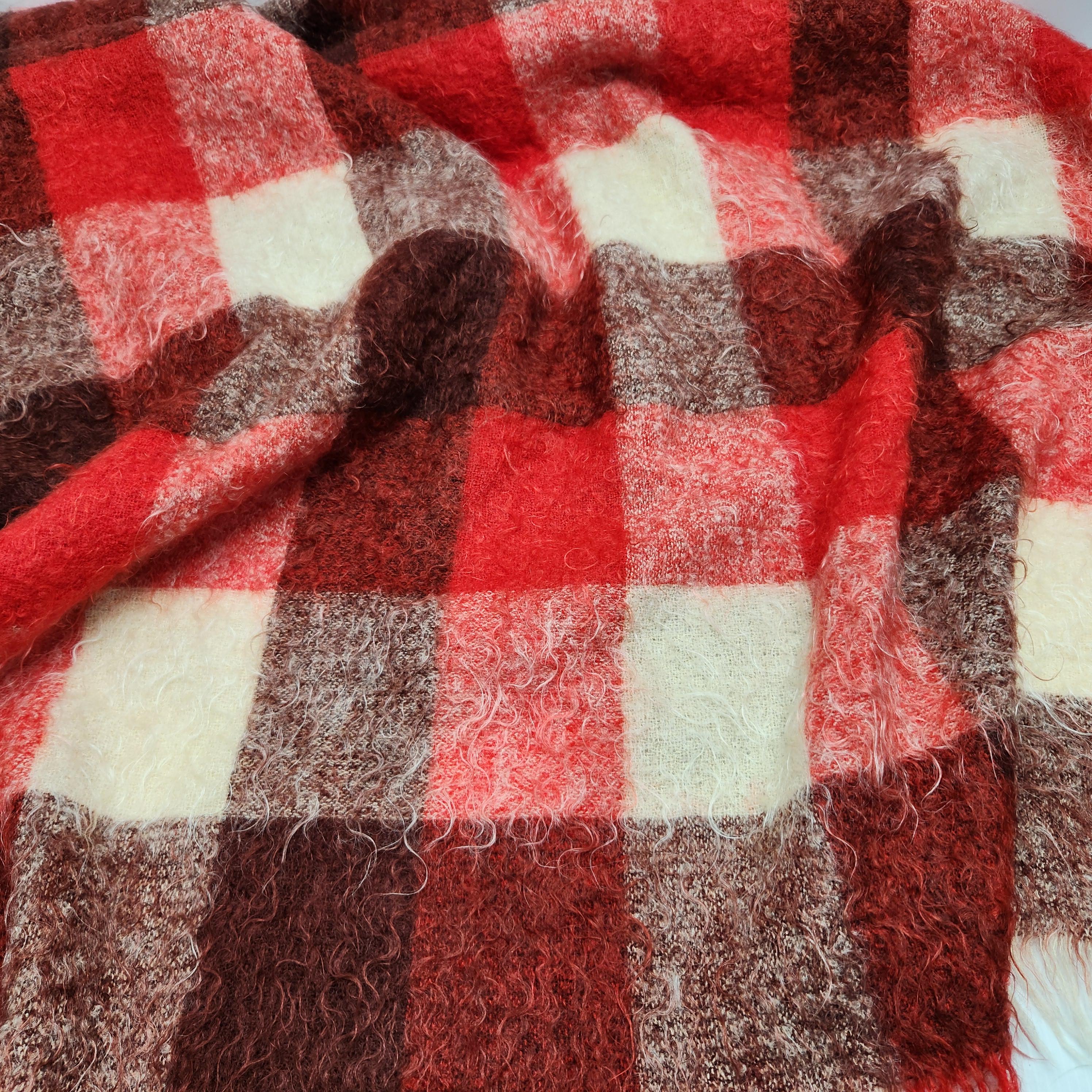 Glen Cree Mills Scotland Mohair Wool Throw Blanket in Red