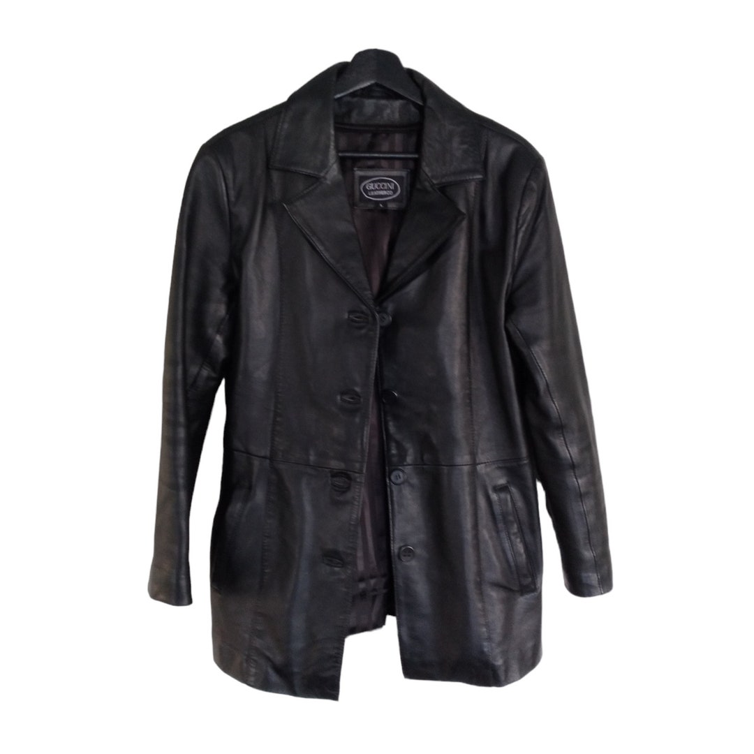 Guccini Leather Co 3/4 Length Leather Coat Size M / L, Belt, Pockets ...