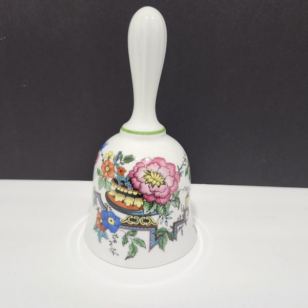 White pink floral bell, china bedside bell, dinner bell, vintage German bell, Bareuther Waldsassen, Bavaria