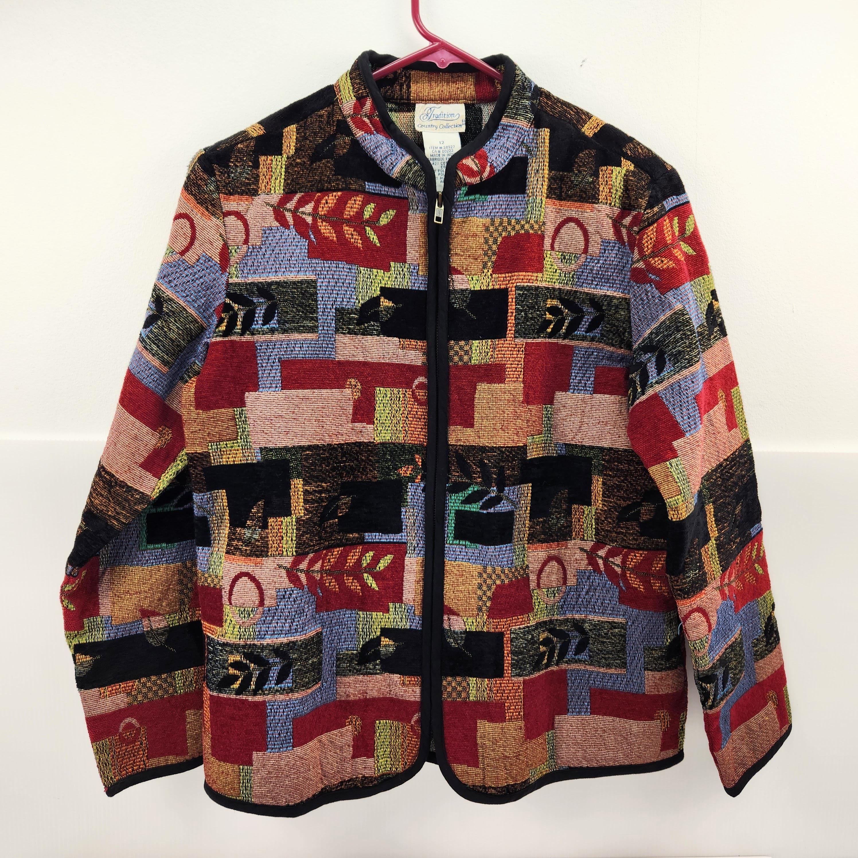 Vintage Textured Chenille Patchwork Tapestry Jacket Tradition