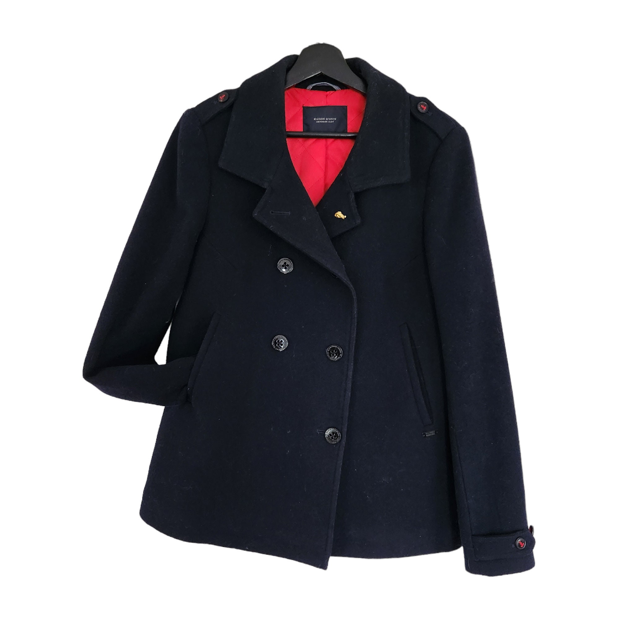 Navy wool shop car coat