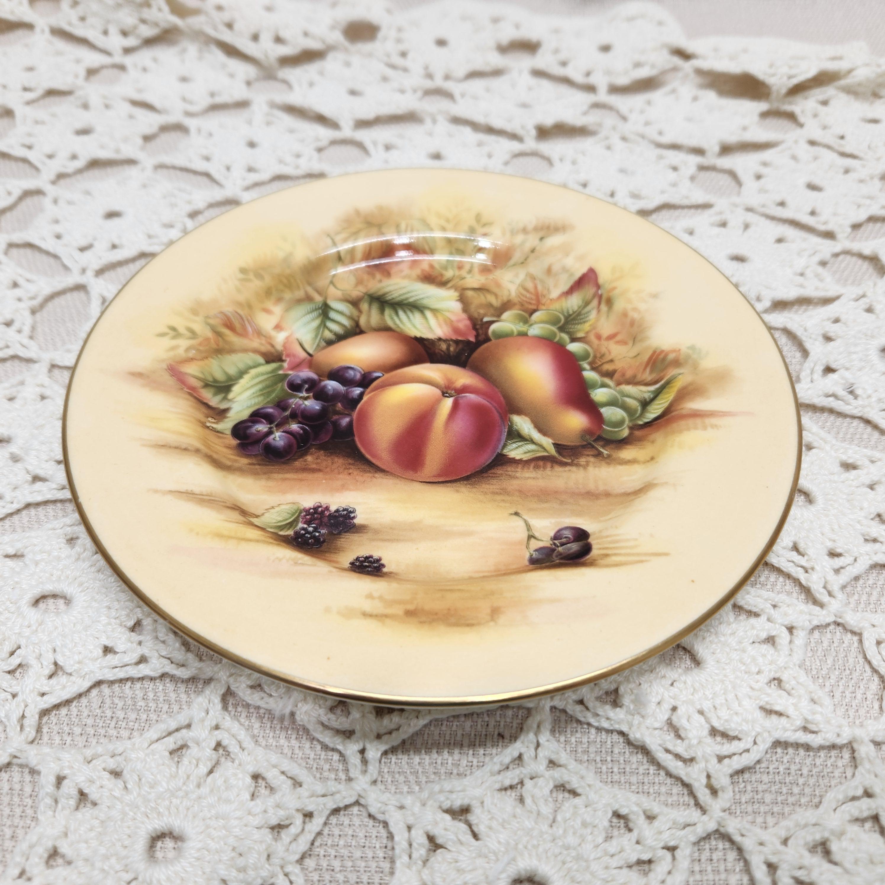 Vintage Aynsley Orchard Gold Plate With Fruit Bone China Tea Set