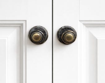 Brass Octagon Knob Vintage Cabinet Hardware Restoration Piece Backplate Set Antique Drawer Pull Handle Kitchen Rustic Furniture