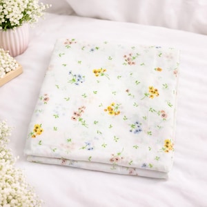 Vintage J C Penny Full Flat Sheet, Small Floral Print Cottagecore Fabric