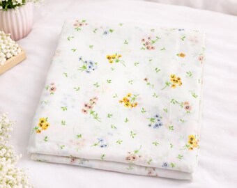 Vintage J C Penny Full Flat Sheet, Small Floral Print Cottagecore Fabric