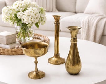 Brass Candle Holder Wedding Centerpiece Table Decoration Vintage Style Candlestick Collection Display Mantel Accent Home Decor Boho Altar