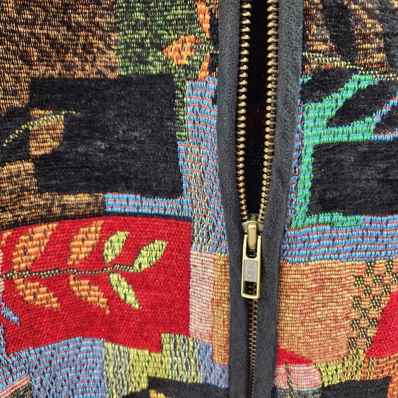 Vintage Textured Chenille Patchwork Tapestry Jack… - image 4