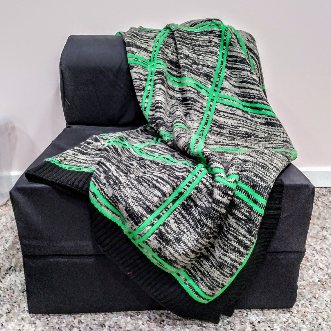 Black and green blanket throw blanket new old stock green Etsy