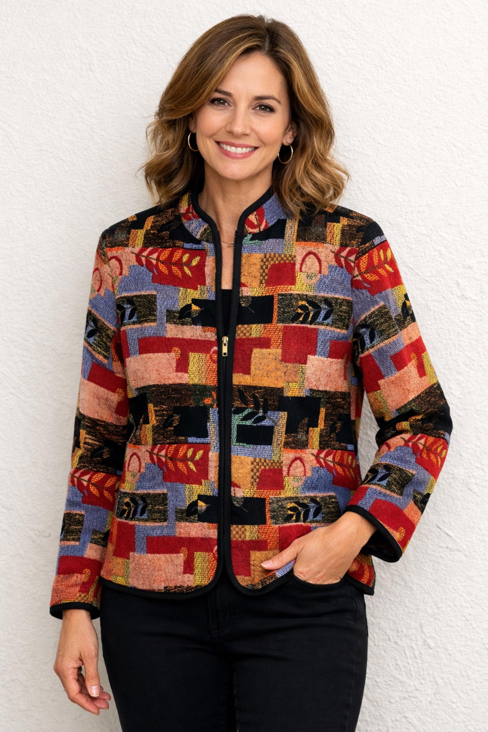 Vintage Textured Chenille Patchwork Tapestry Jacket Tradition