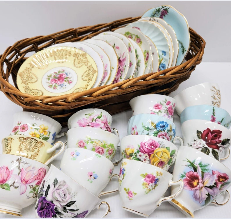 Tea Cup and Saucer Bulk Teacup Set Mismatched Vintage China Tea Set Lot ...