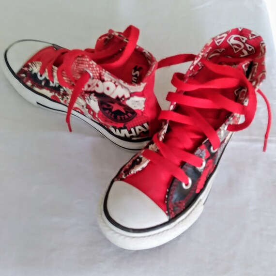 Converse Superman All Star Kids High Top Runners Size 12 Etsy