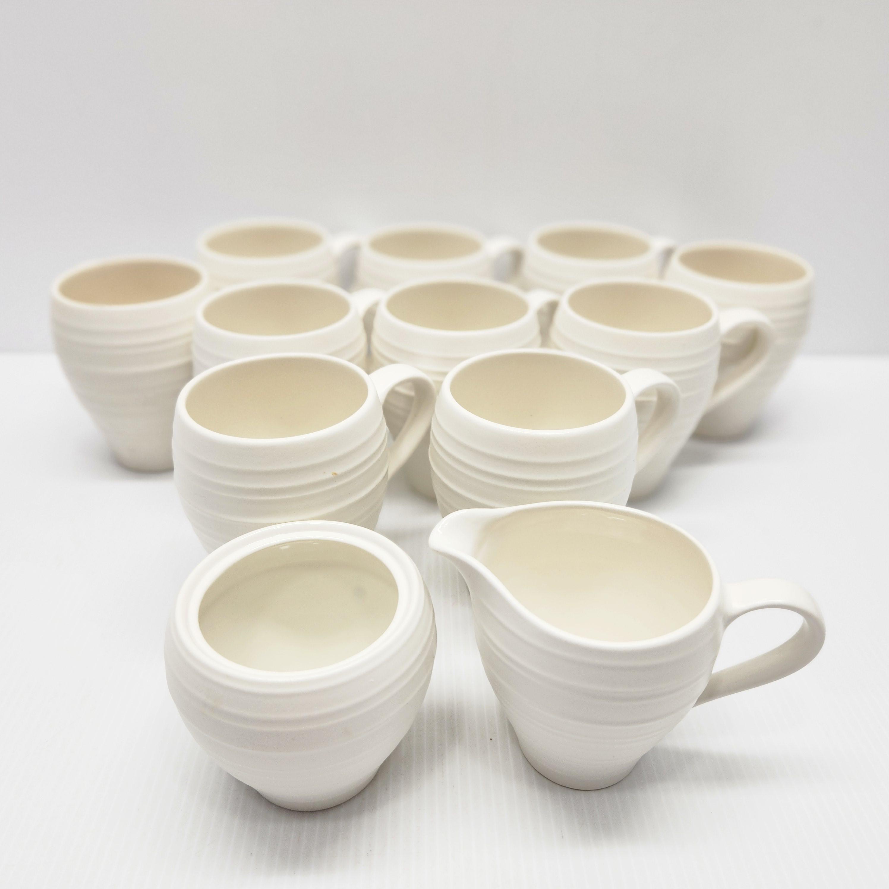 Mikasa Swirl White Mugs Coffee Set Cream Jug Sugar Bowl DJ100