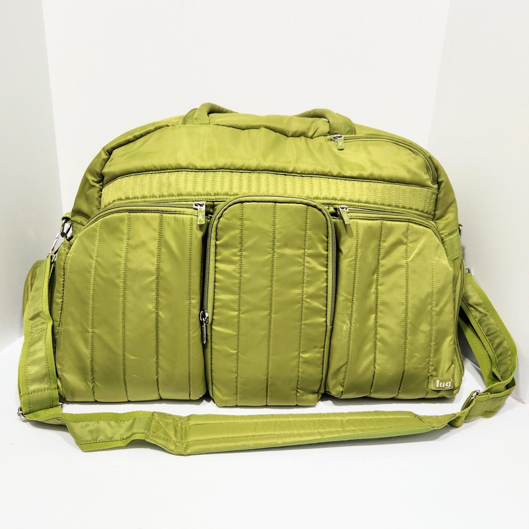 Lug Large Green Diaper Bag, Travel Bag With Shoulder Strap and Lots of