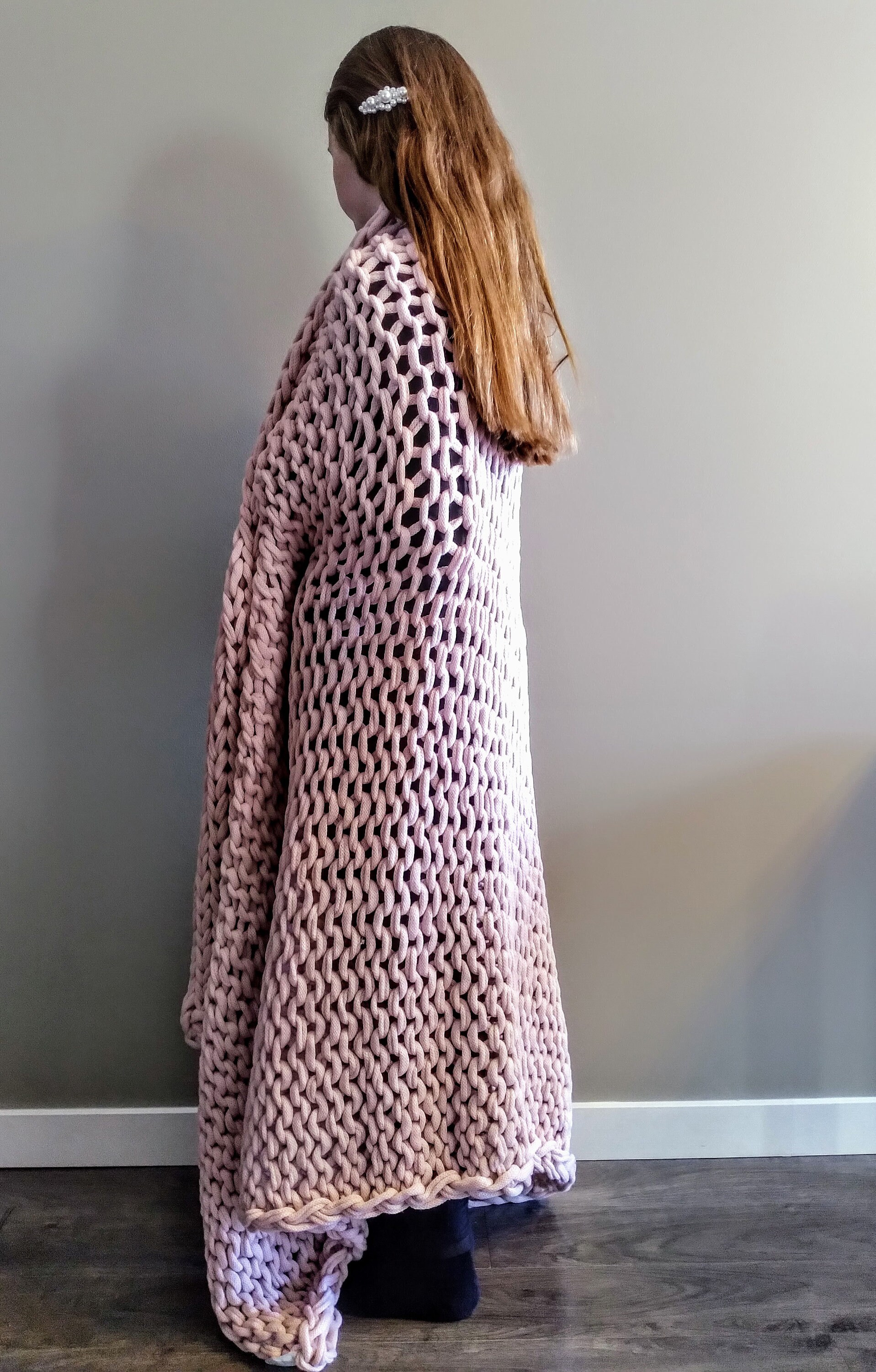 Dusty Rose pink chunky knit blanket Chunky Braided Soft and Etsy