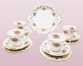 Royal Albert Tranquillity Tea set for 4, Cake Plate, 4 Teacups and Saucers, 4 6" cookie/sandwich plates, wedding gift, Gift for Mom