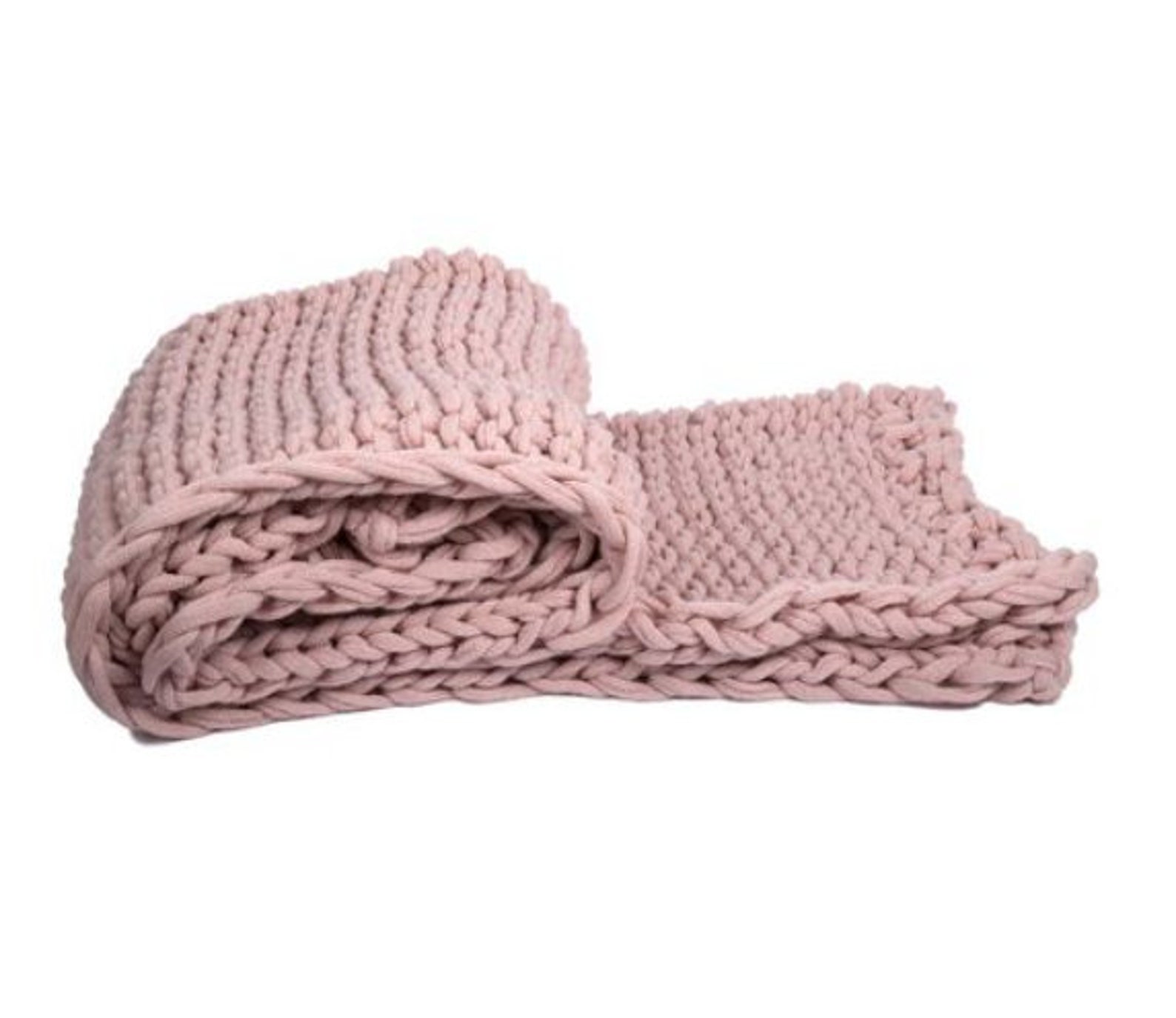 Dusty Rose pink chunky knit blanket Chunky Braided Soft and Etsy