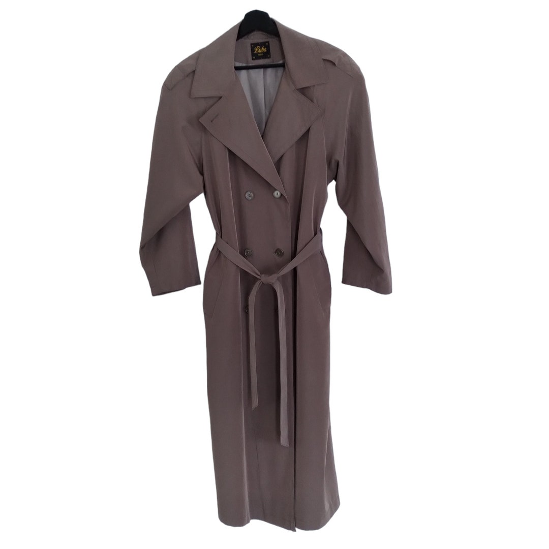 Vintage Luba Paris Long Trench Coat Women Size 10, Taupe / Tan, Back ...