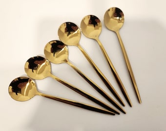 Add on item!! Little 5 inch gold tone spoons for tea to go with your teacup and saucer purchase,  Little gold teaspoons wedding favour