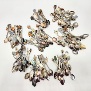 Vintage Souvenir Spoon Collection Display Case Item Tea Party Accessory Set Wedding Shower Decoration Idea Conversation Piece Memory Travel