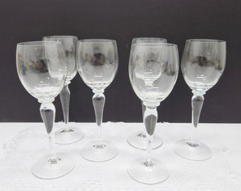 Set of 6 Tall stemmed wine glasses,  brandy glasses, champagne glasses, 8" tall with 5" stems, wedding glassware, gift outdoor