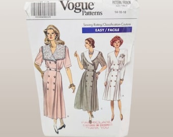 Vogue Sewing Pattern 7723, Size 14-16-18, Vintage Misses' Dress Pattern, Easy to Sew UNCUT 1990's