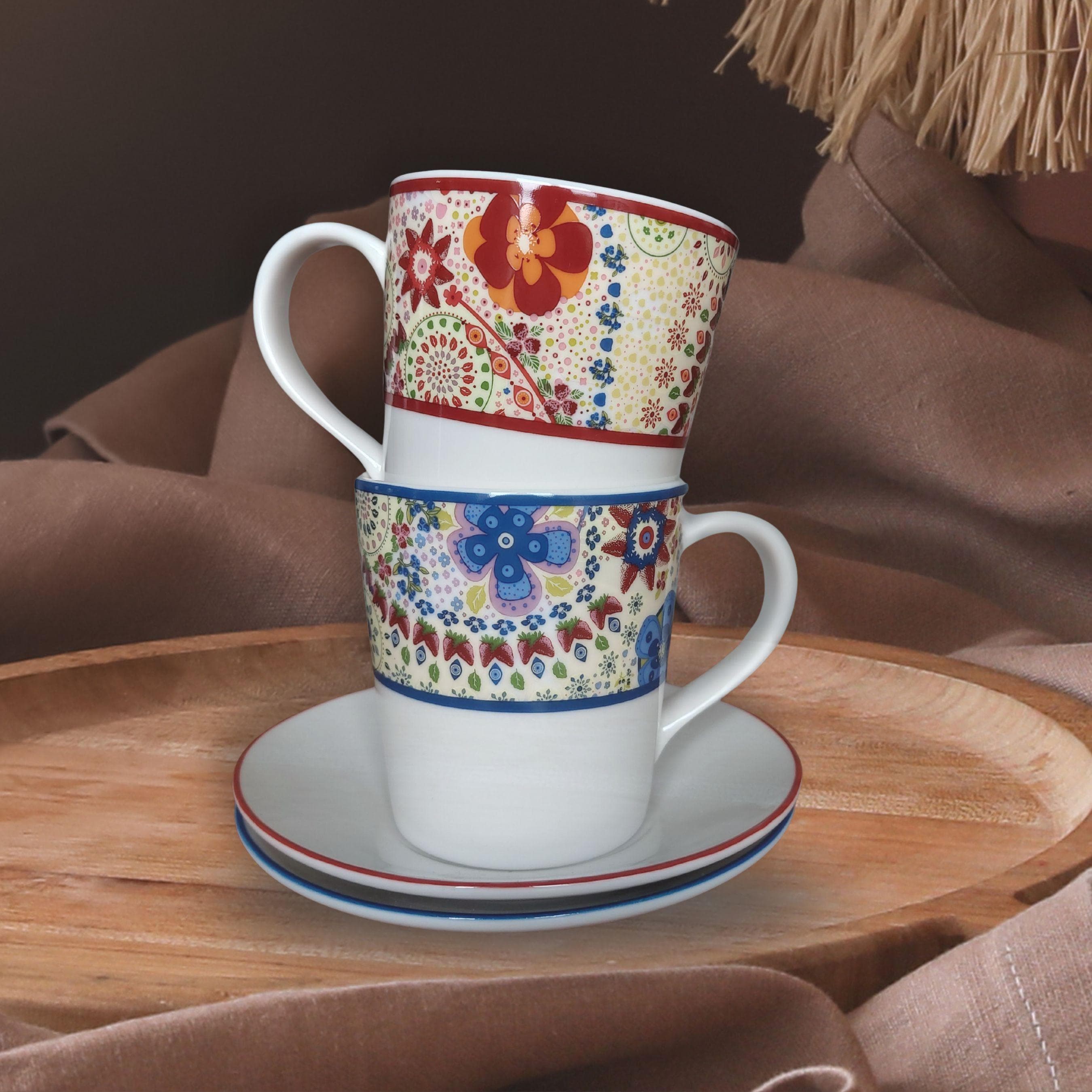 Paisley Tea Cup and Saucer Set Starbucks 2007 Vintage Floral
