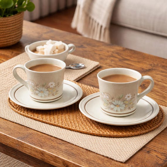 Royal Doulton Lambethware Florinda Pattern Cups and Saucers
