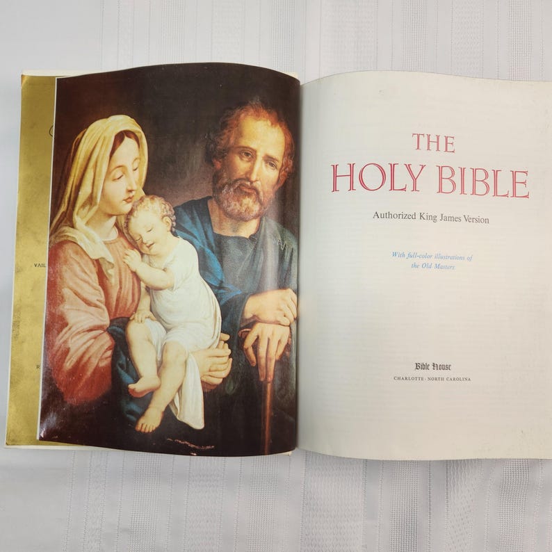 White Leather Bible King James Version Authorized Religious Text Gold Edge Coffee Table Book Large Family Heirloom Christian Gift Wedding image 6