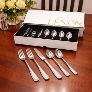 104 Piece Lenox Middleton Stainless Service 12, 18/10 Flatware Set, 12 Place Settings Plus 8 Serving Pieces, Brides Gift NEW!! Discontinued