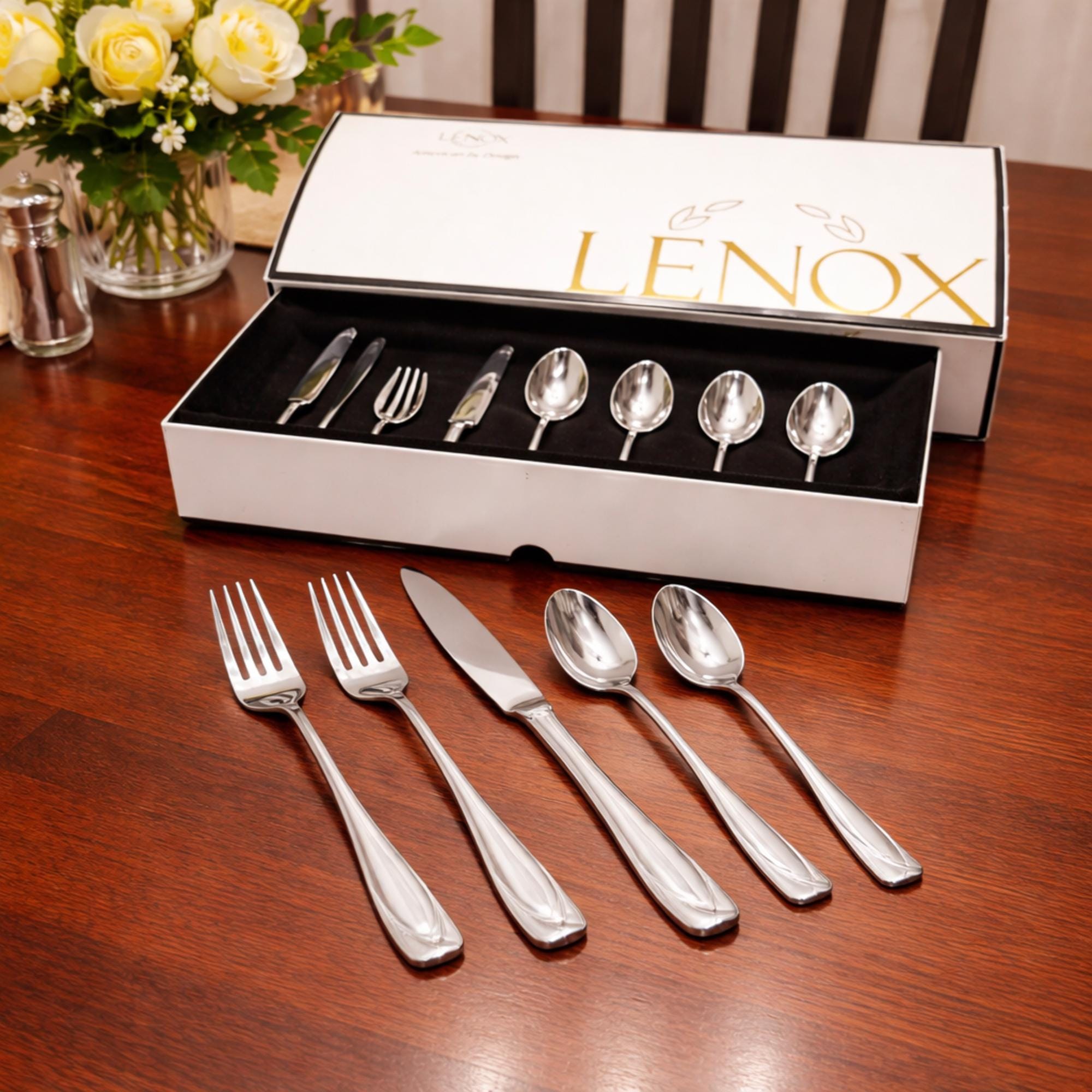 104 Piece Lenox Middleton Stainless Service 12, 18/10 Flatware Set