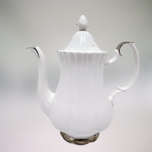 Royal Albert Chantilly Coffee pot / Tea Pot,  Bone China England white china with platinum trim