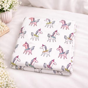 Unicorn Twin Flat Sheet | Kids Bedding | Pastel Unicorn Print | Girls Bedroom | Whimsical Children’s Bed Linen 64" x 92"  Easy Care, Fabric