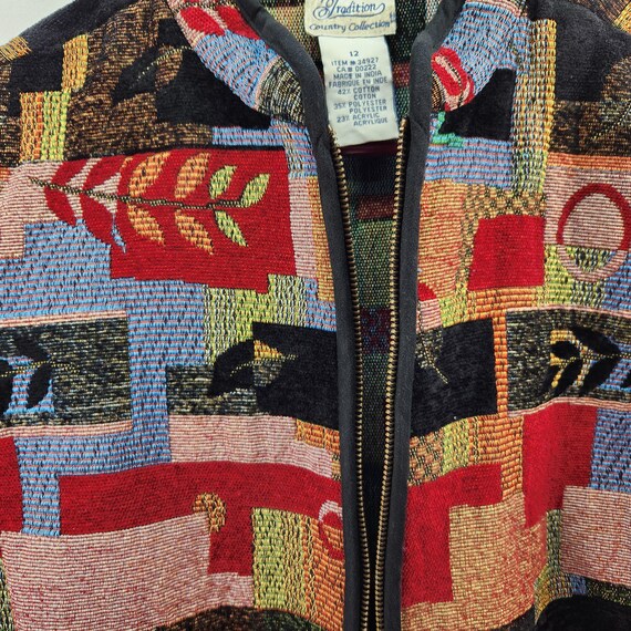 Vintage Textured Chenille Patchwork Tapestry Jack… - image 3