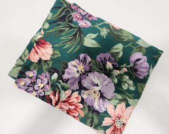 C.S.Brooks Canada Twin Size Fitted Sheet Brilliant florals, green deep pink purple  70&#39;s sheet Bright Floral Fabric
