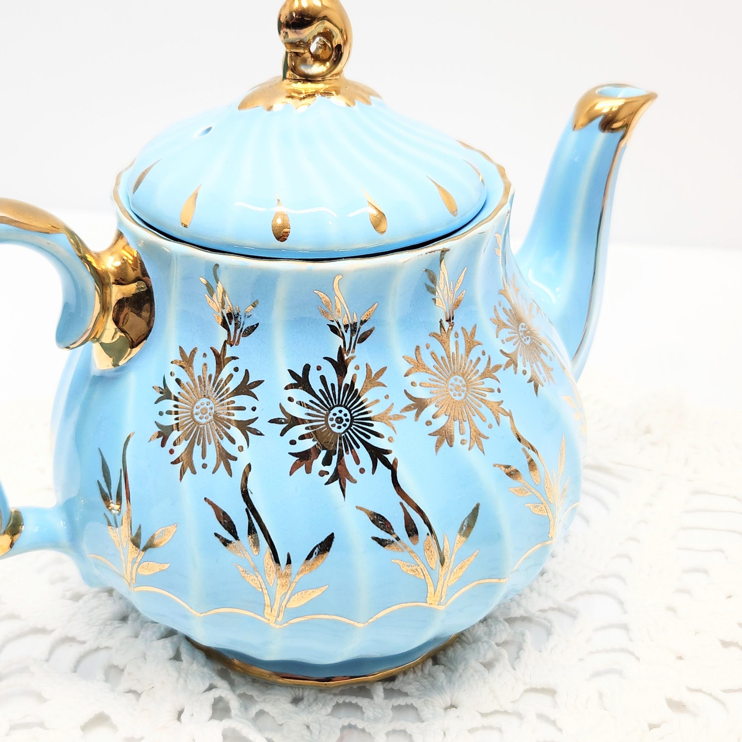 ヴィンテージ サドラー ティーセレモニー ポット セット Vintage Blue Teapot Creamer Set Wedding Gift Tea Service Elegant
