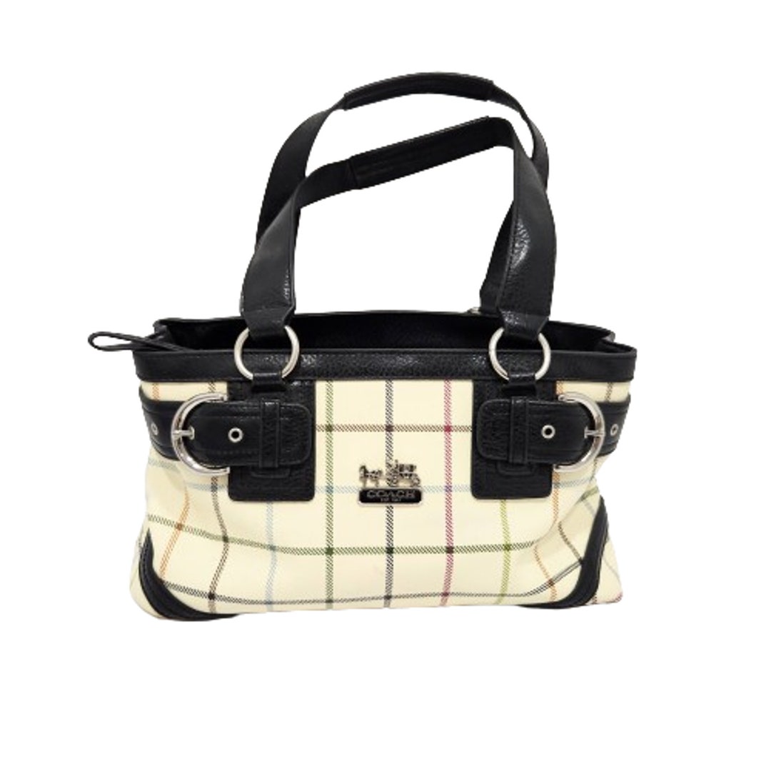 Black and white checkered coach purse sale