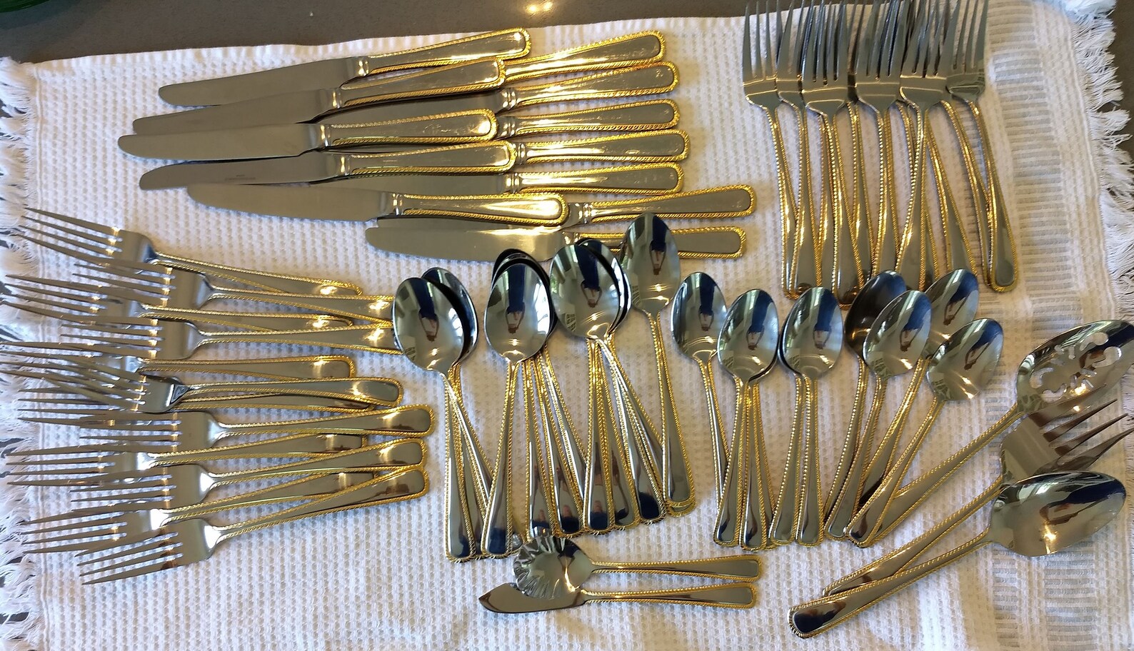 ROYAL BEAD GOLD Stainless Flatware 5 piece place serving Etsy