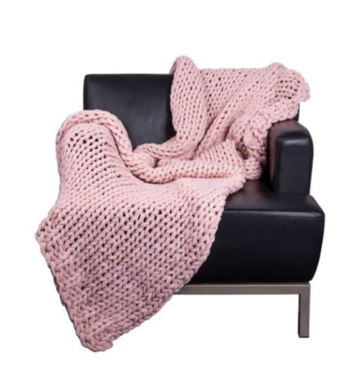 Dusty Rose chunky knit blanket Chunky Braided Soft and Cozy Etsy