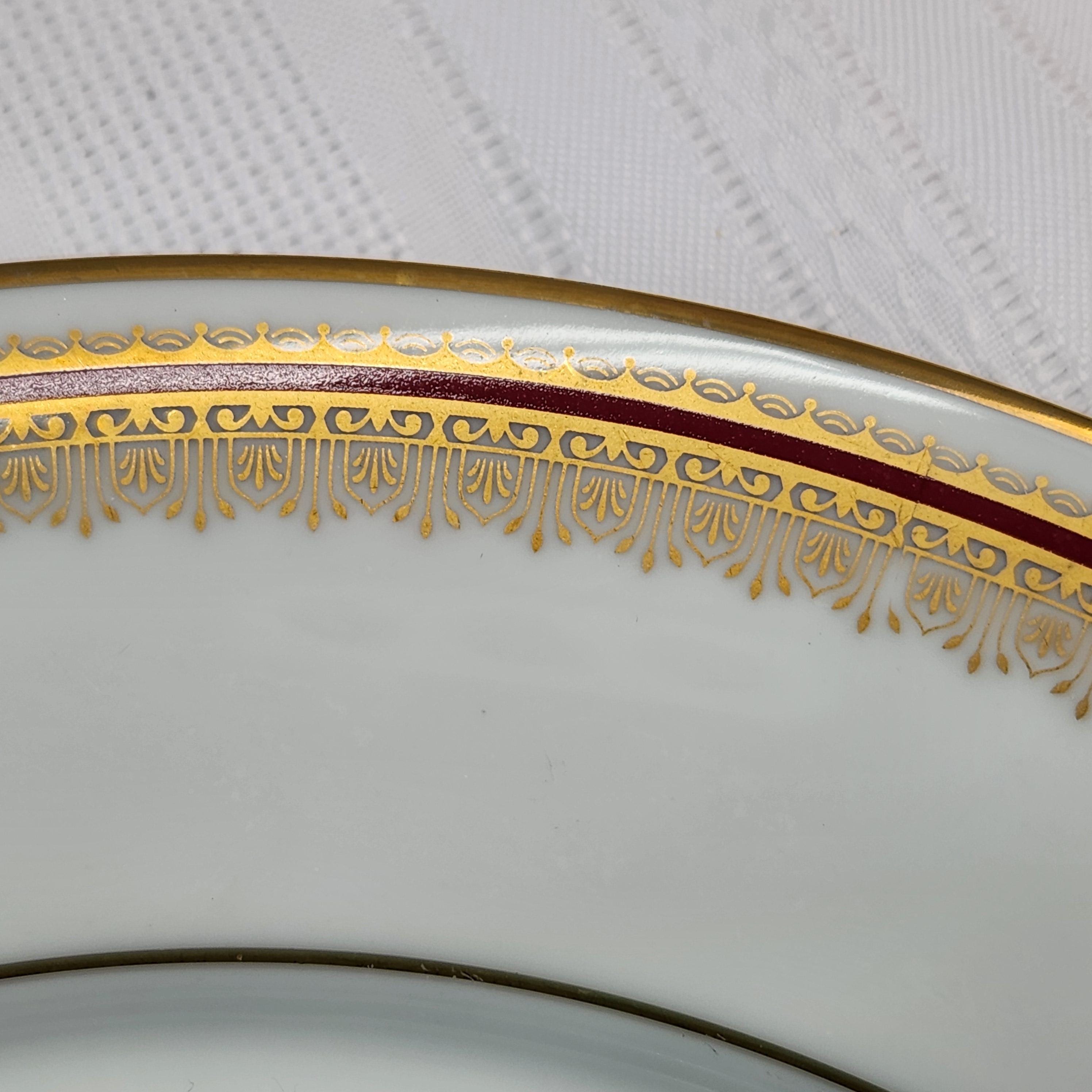 4X Noritake Dinner Plates Doral Maroon Gold Band China Dinnerware