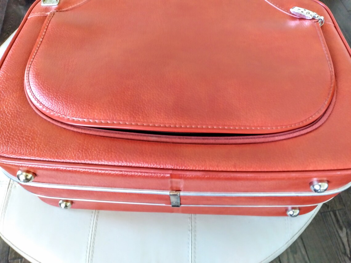 Orange suitcases Retro Burnt orange Jetliner 2 piece luggage | Etsy