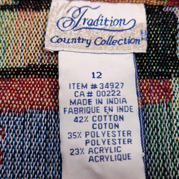 Vintage Textured Chenille Patchwork Tapestry Jack… - image 6