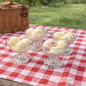 Vintage Sherbet Glass Beaded Rim Dessert Nappies Clear Glassware Formal Party Stemmed Ware Classic Stemware Set Collection Antique Ice Cream