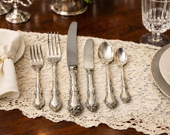 Vintage Silverware Set for 8 Persons — Birks Regency Plate Silverplate — Louis De France, Boxed Set 52 Pieces