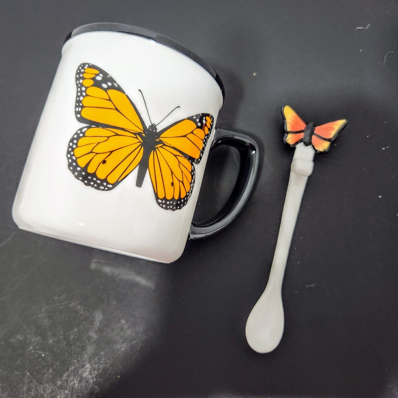Monarch Butterfly Mug, Spoon and Tea Towel Set, Kitchen Gift Set in a
